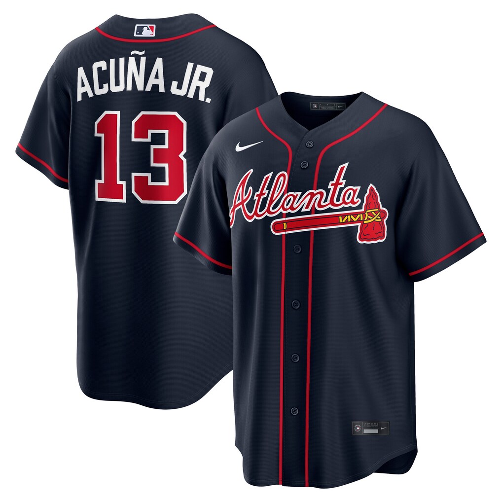 Men's Atlanta Braves Ronald Acuña Jr. Nike Navy Alternate Replica Jersey