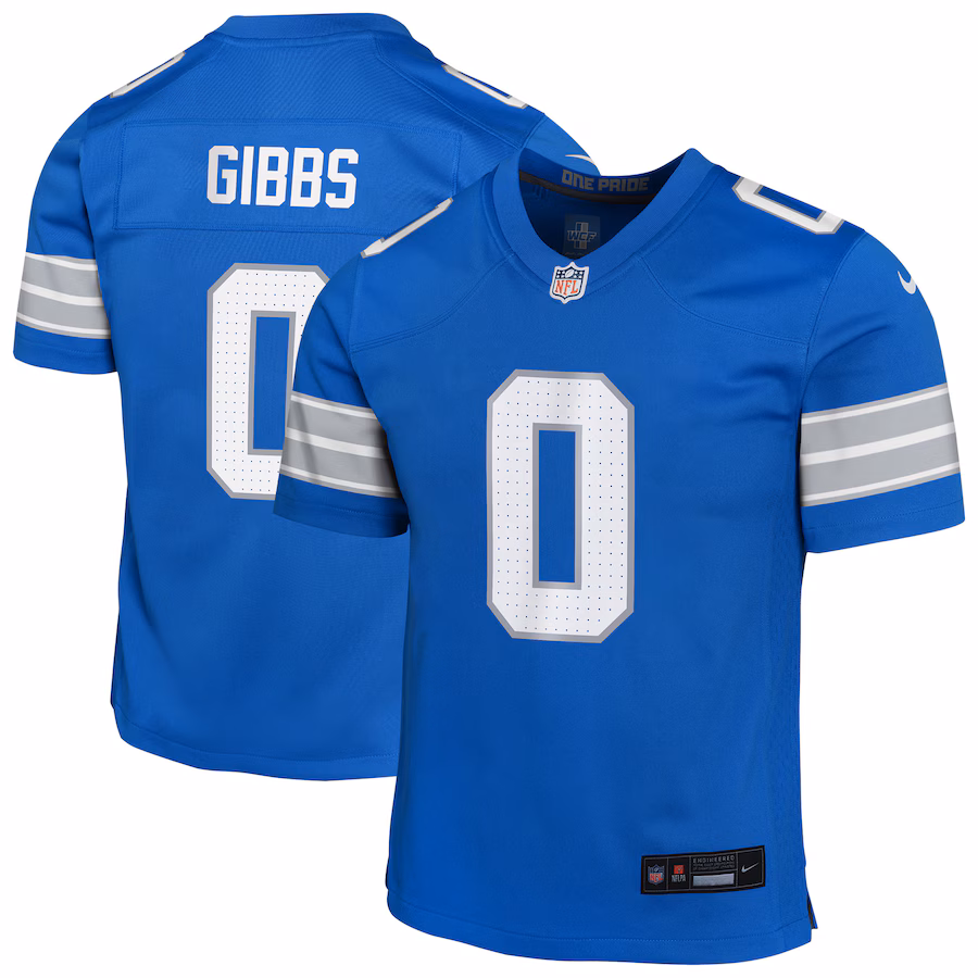 Youth Detroit Lions Jahmyr Gibbs Nike Blue Game Jersey