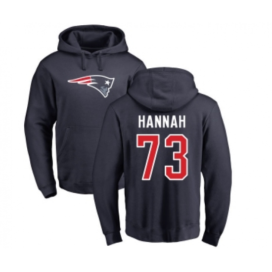 Football New England Patriots #73 John Hannah Navy Blue Name & Number Logo Pullover Hoodie