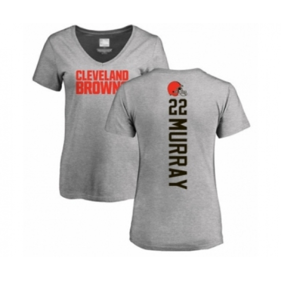 Football Women's Cleveland Browns #22 Eric Murray Ash Backer V-Neck T-Shirt