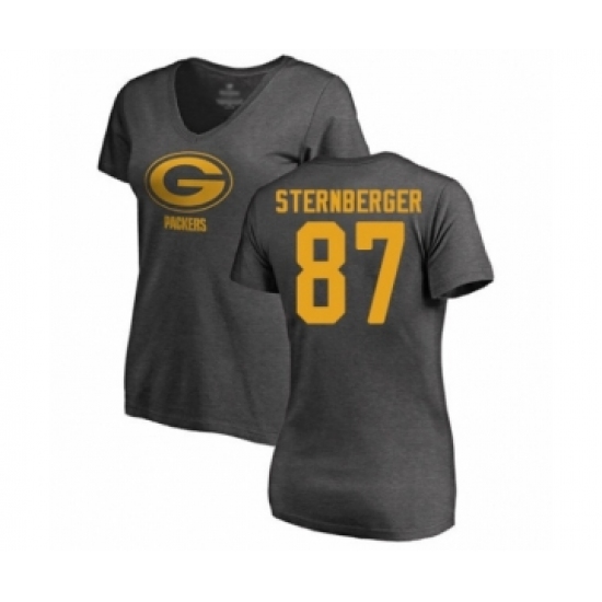Football Women's Green Bay Packers #87 Jace Sternberger Ash One Color T-Shirt