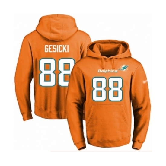 Football Men's Miami Dolphins #88 Mike Gesicki Orange Name & Number Pullover Hoodie