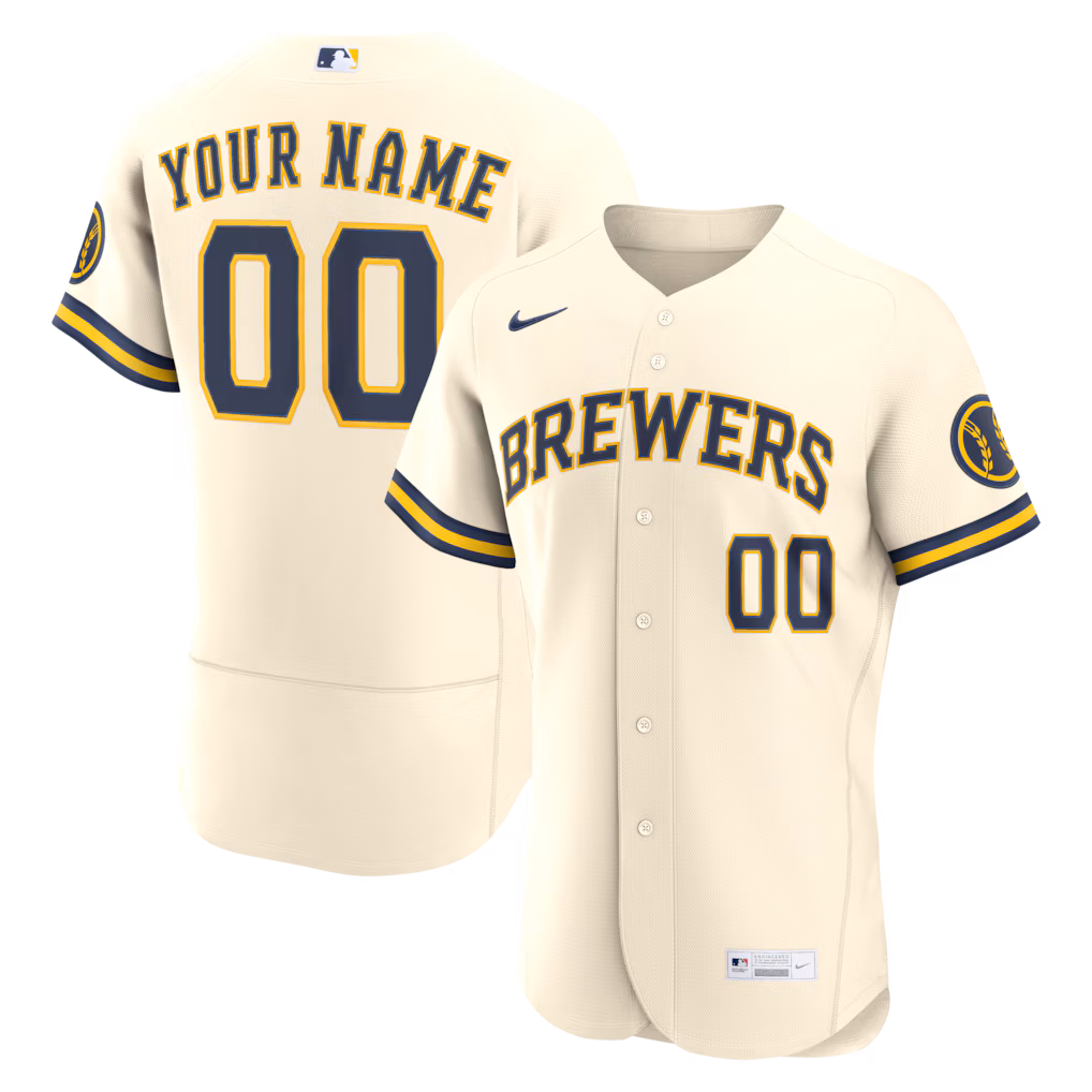 Men's Milwaukee Brewers Nike Cream Home Authentic Custom Jersey