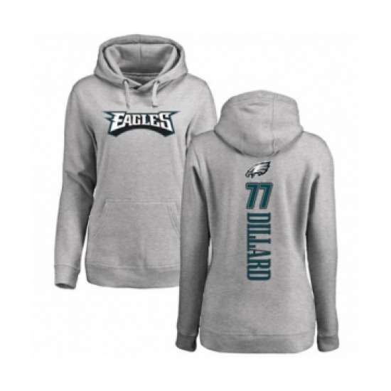 Women's Philadelphia Eagles #77 Andre Dillard Ash Backer Pullover Hoodie