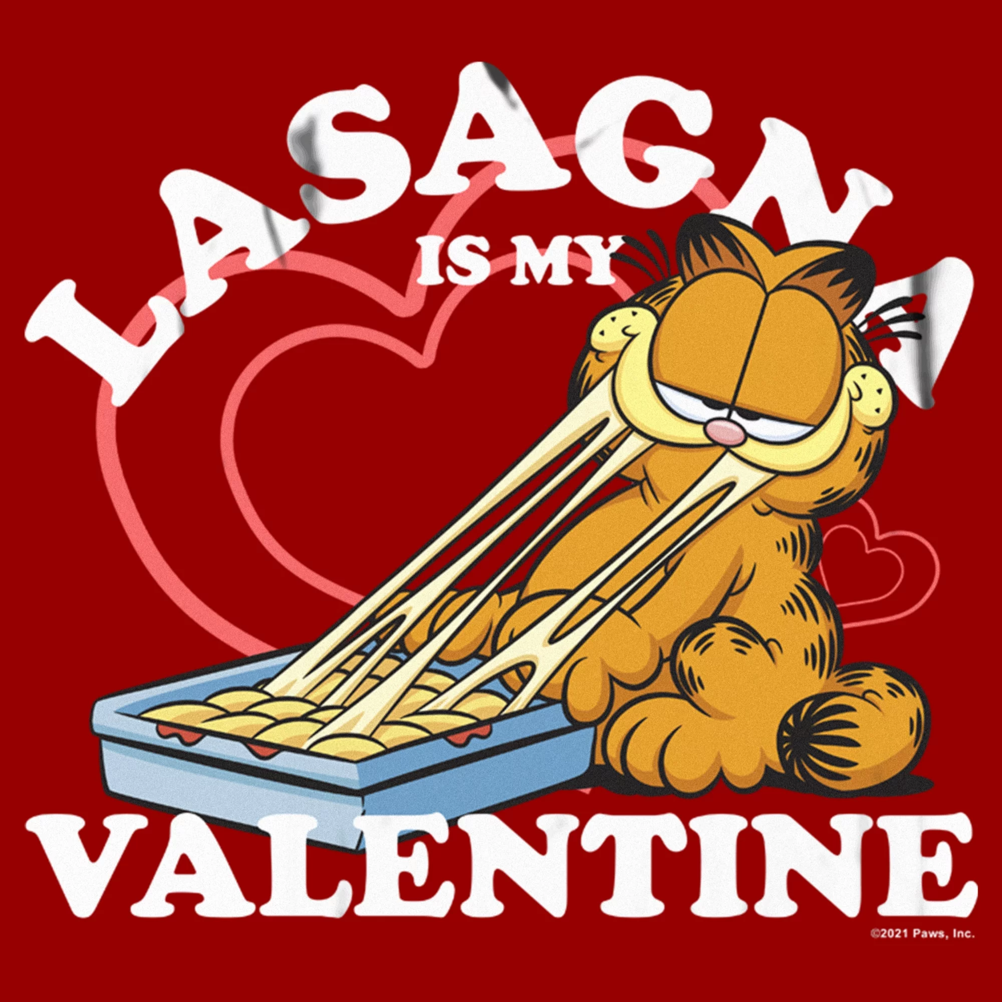 Men's Garfield Lasagna is My Valentine  Graphic Tee Red 3X Large - Curated Treasures Market