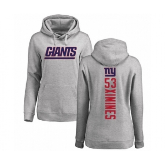 Football Women's New York Giants #53 Oshane Ximines Ash Backer Pullover Hoodie