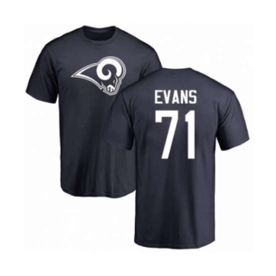Football Los Angeles Rams #71 Bobby Evans Navy Blue Name & Number Logo T-Shirt