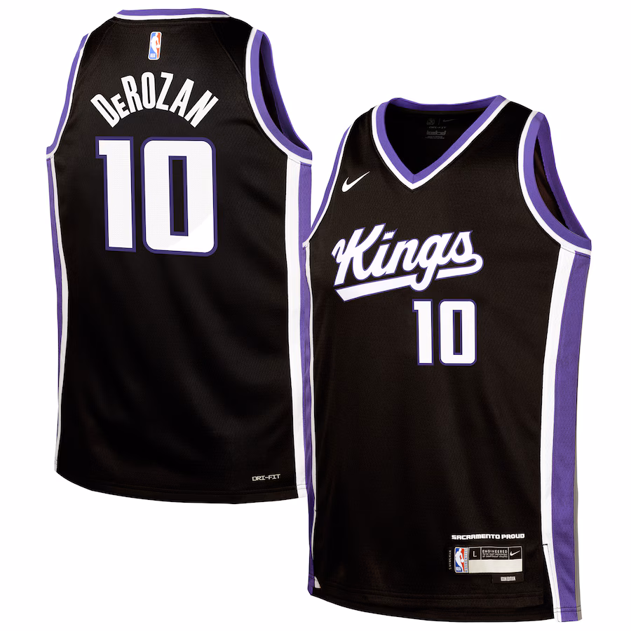Youth Sacramento Kings DeMar DeRozan Nike Black Swingman Jersey - Icon Edition
