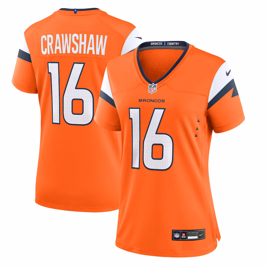 Women's Denver Broncos Jeremy Crawshaw Nike Orange Team Game Jersey