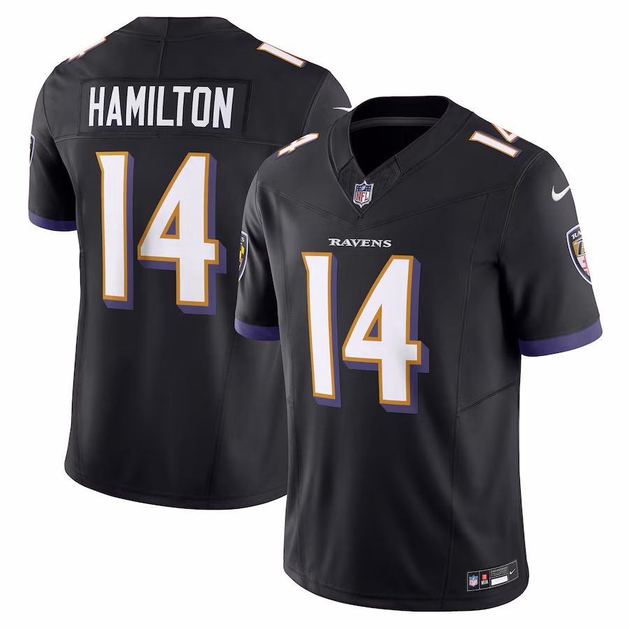 Men's Baltimore Ravens Kyle Hamilton Nike Black Alternate Vapor F.U.S.E. Limited Jersey
