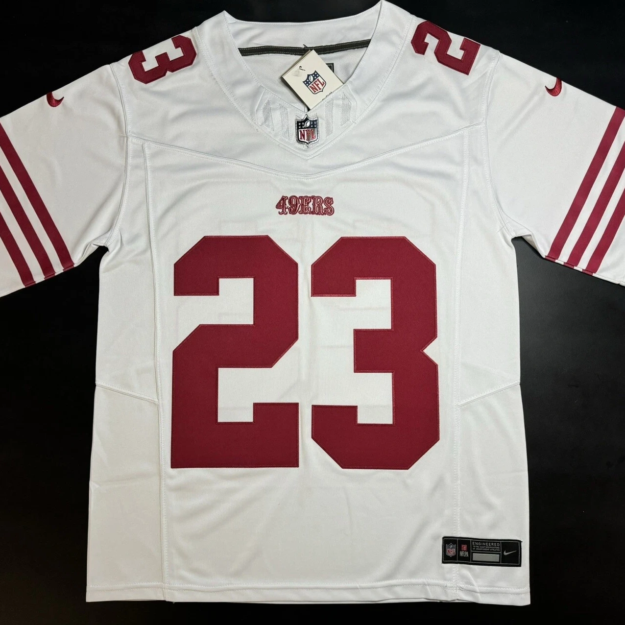 Men's San Francisco 49ers Christian McCaffrey Nike White Vapor F.U.S.E. Stitched Limited Jersey