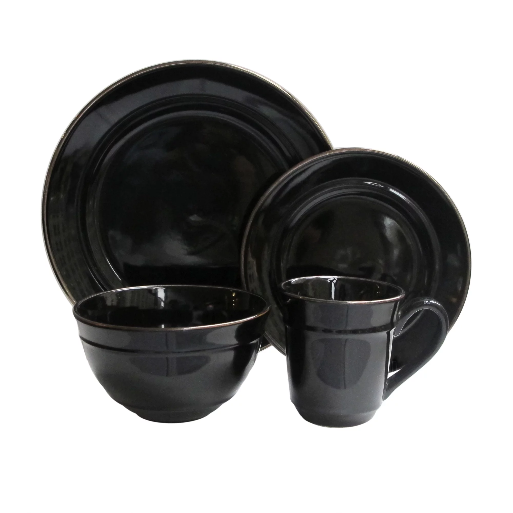 Better Homes & Gardens Farma 16 Piece Dinnerware Set, Black - Curated Treasures Market