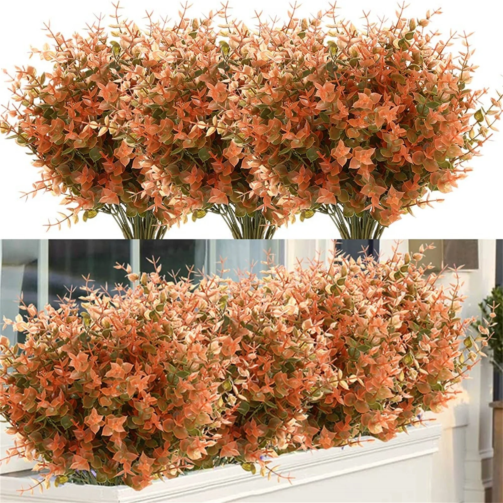 Yeetfub Fake Flowers Silk Flowers 12 Bundles Of Artificial Boxwood Stems Outdoor False Stem Plants Artificial Plastic Green Plants Indoor Outdoor Garden Porch Window Box Family Wedding Decoration - Curated Treasures Market