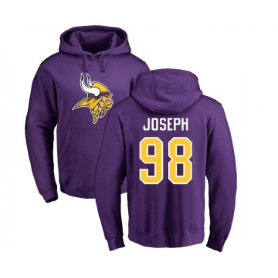 Football Minnesota Vikings #98 Linval Joseph Purple Name & Number Logo Pullover Hoodie