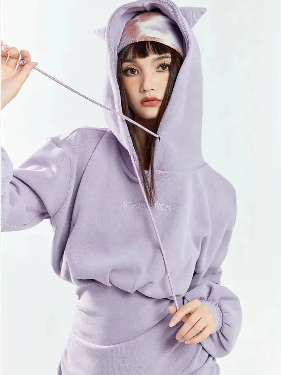 'Purple Cat' Kawaii Cute Cat Ears Hooded Dress