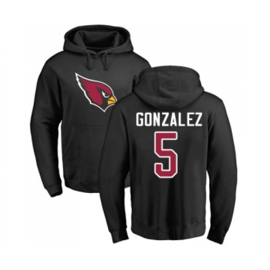 Football Arizona Cardinals #5 Zane Gonzalez Black Name & Number Logo Pullover Hoodie