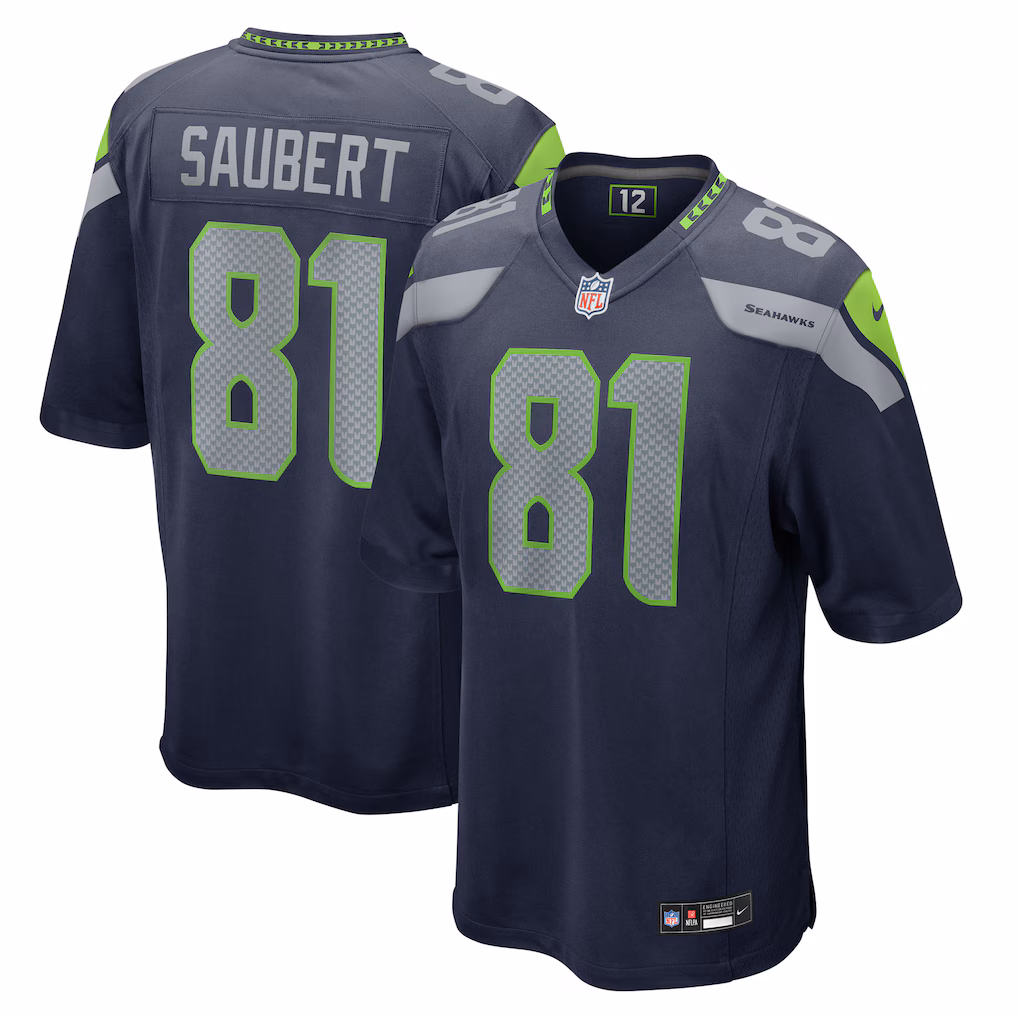 Men's Seattle Seahawks Eric Saubert Nike College Navy Team Game Jersey