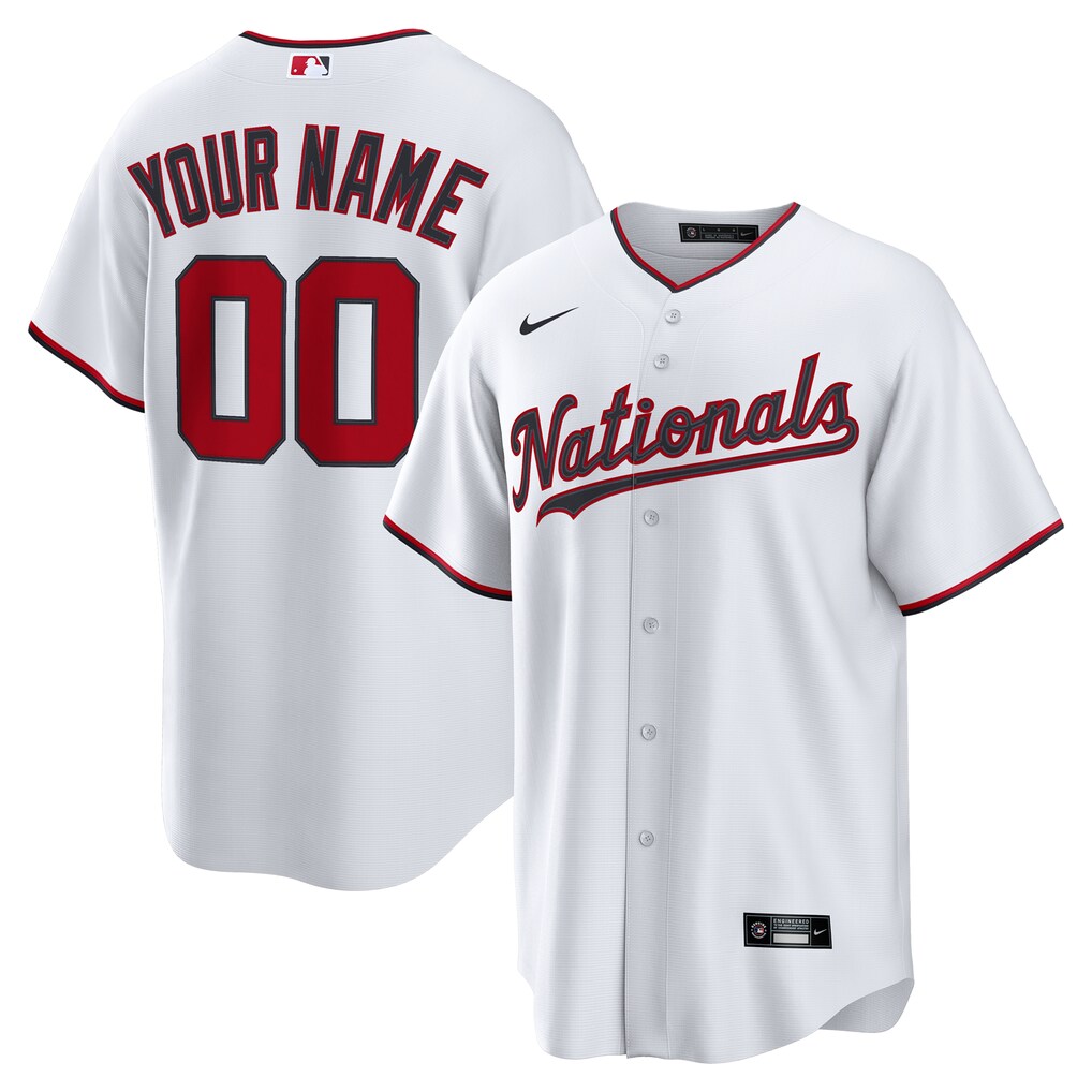 Men's  Washington Nationals  Nike White Home Custom Replica Jersey