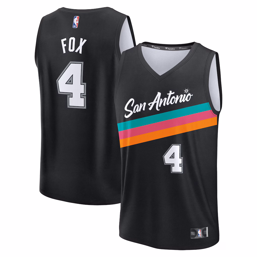 Men's San Antonio Spurs De'Aaron Fox Fanatics Black 2025/26 City Edition Fast Break Jersey