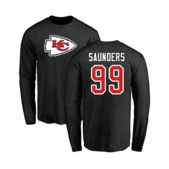 Football Kansas City Chiefs #99 Khalen Saunders Black Name & Number Logo Long Sleeve T-Shirt