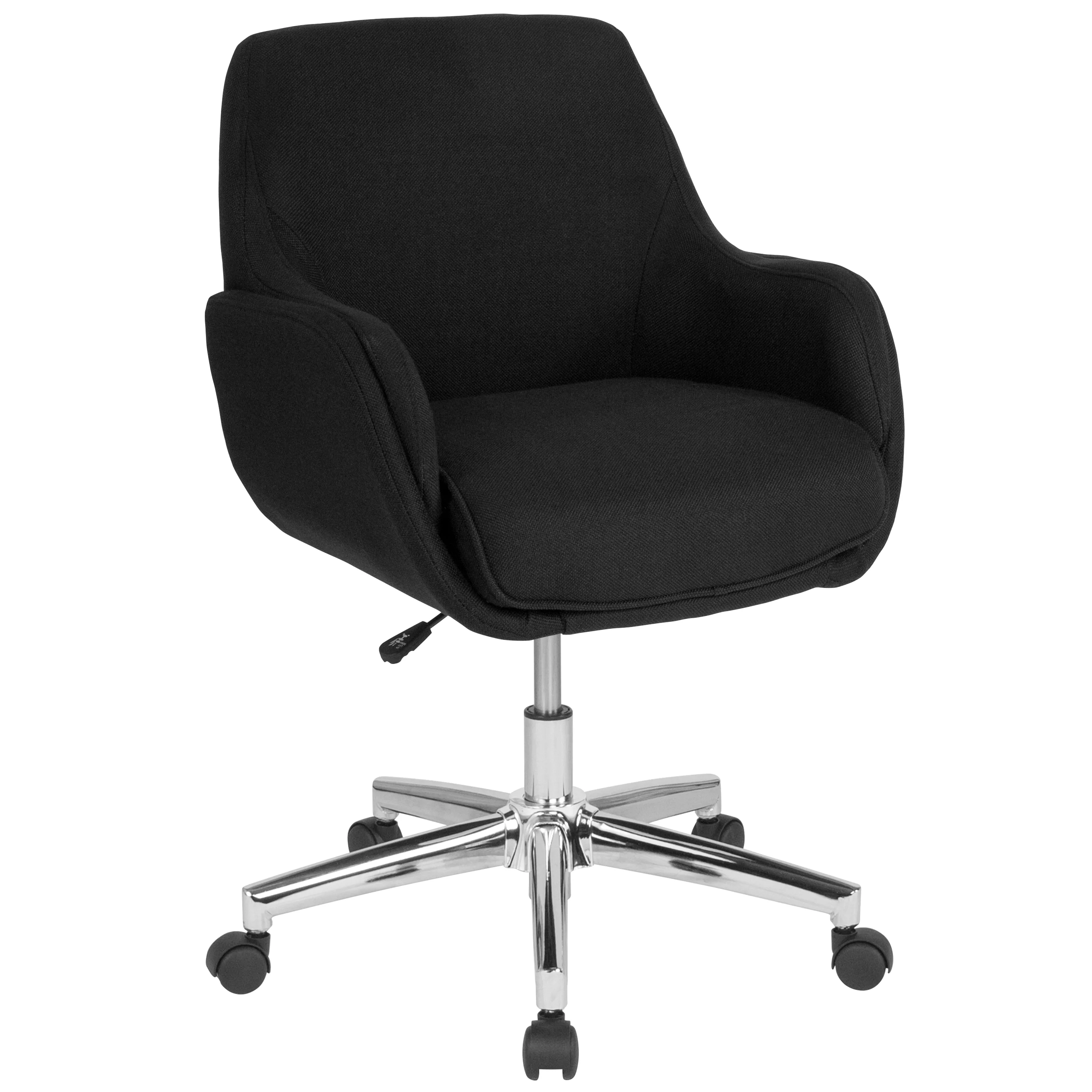 Merrick Lane Home Office Upholstered Mid-Back Chair in Black Fabric - Curated Treasures Market