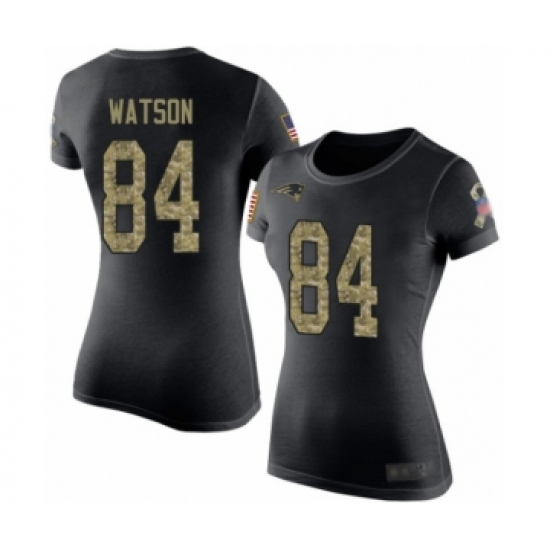Football Women's New England Patriots #84 Benjamin Watson Black Camo Salute to Service T-Shirt