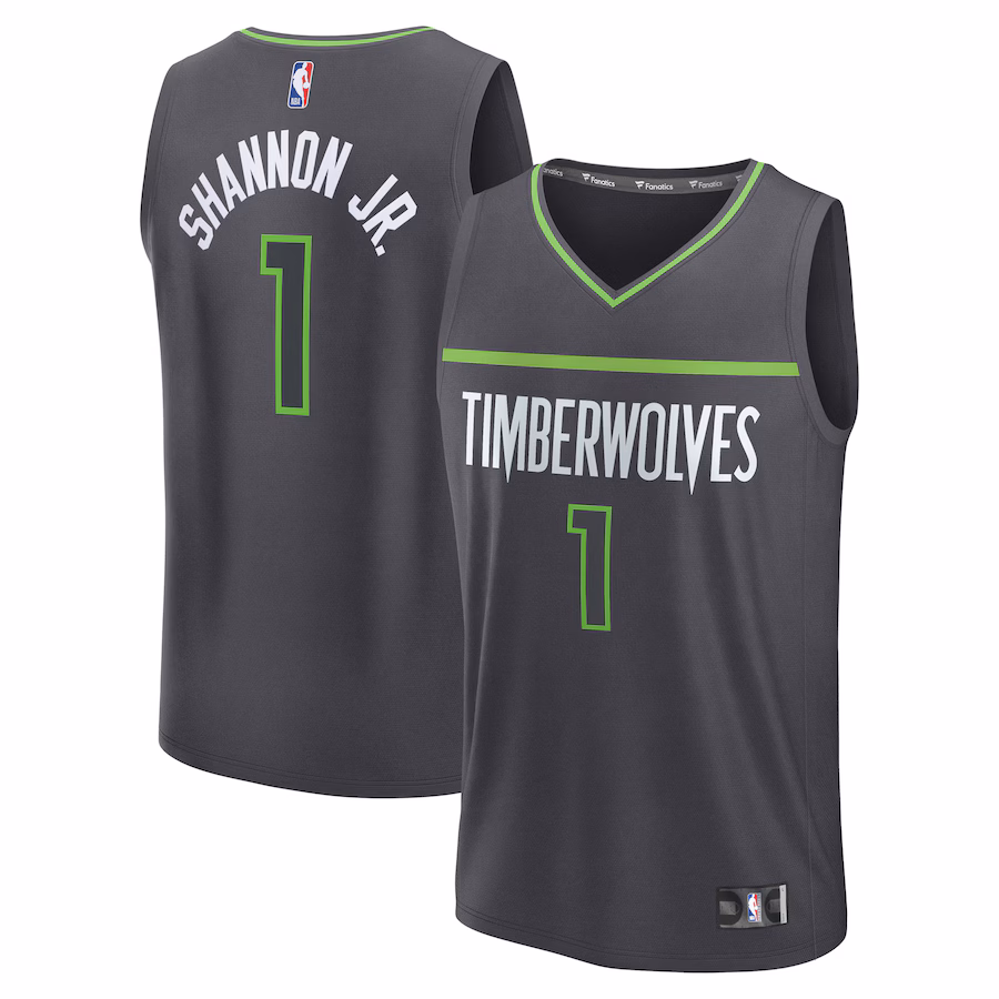 Men's Minnesota Timberwolves Terrence Shannon Jr. Fanatics Anthracite Fast Break Replica Jersey - Statement Edition