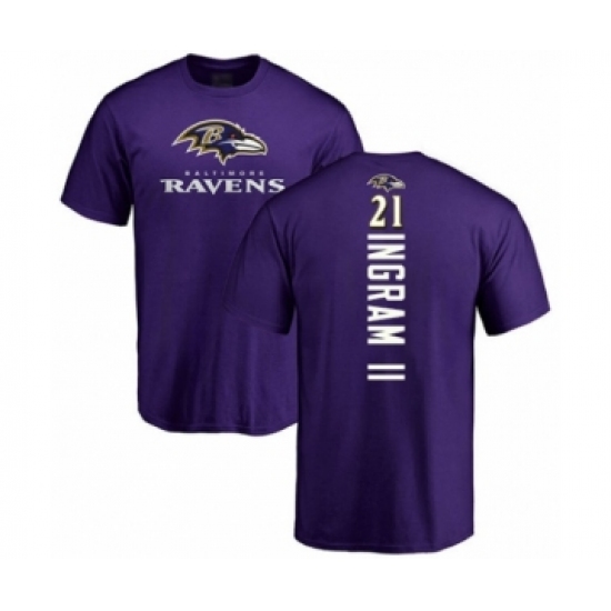 Football Baltimore Ravens #21 Mark Ingram II Purple Backer T-Shirt