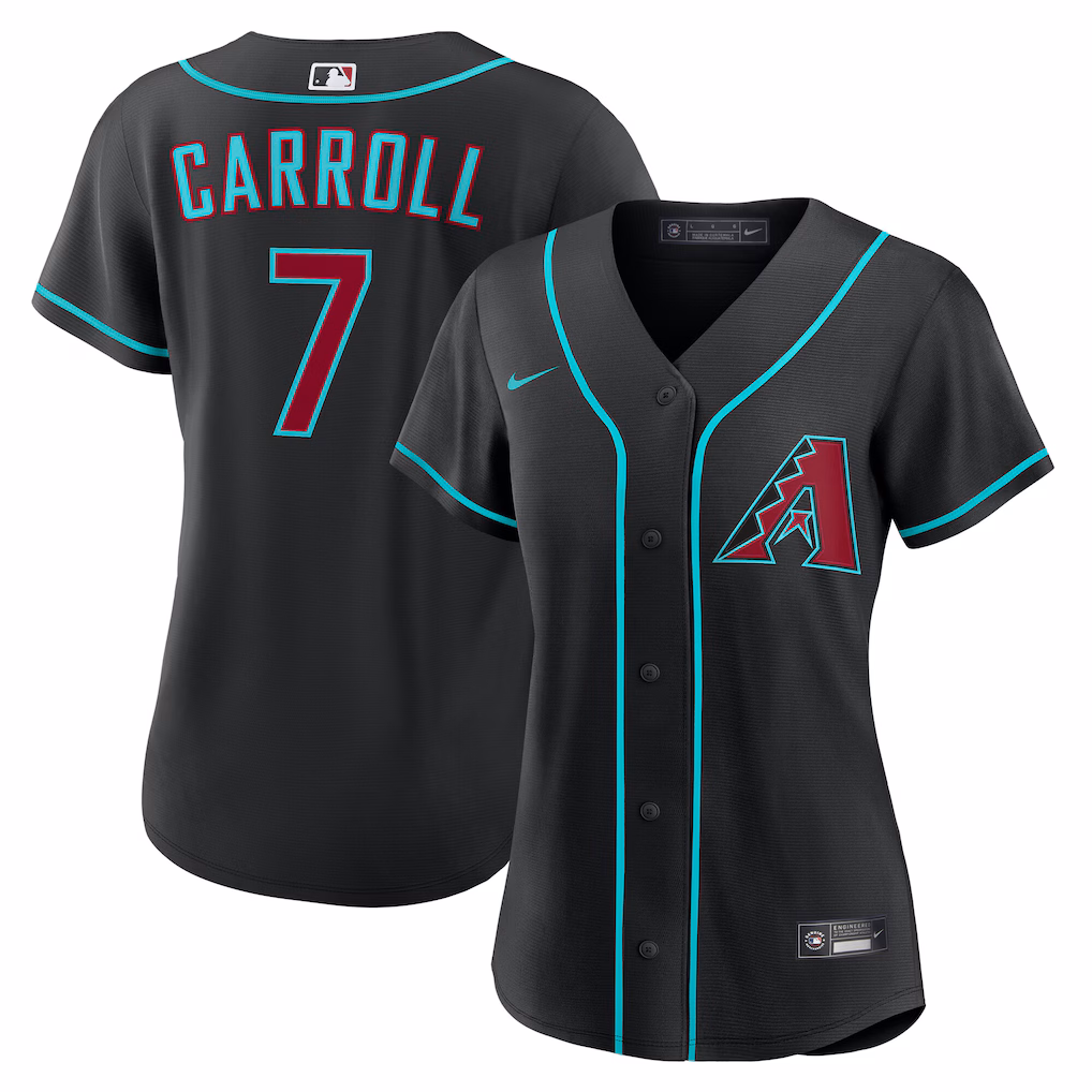 Women's  Arizona Diamondbacks Corbin Carroll Nike Black Alternate Replica Jersey