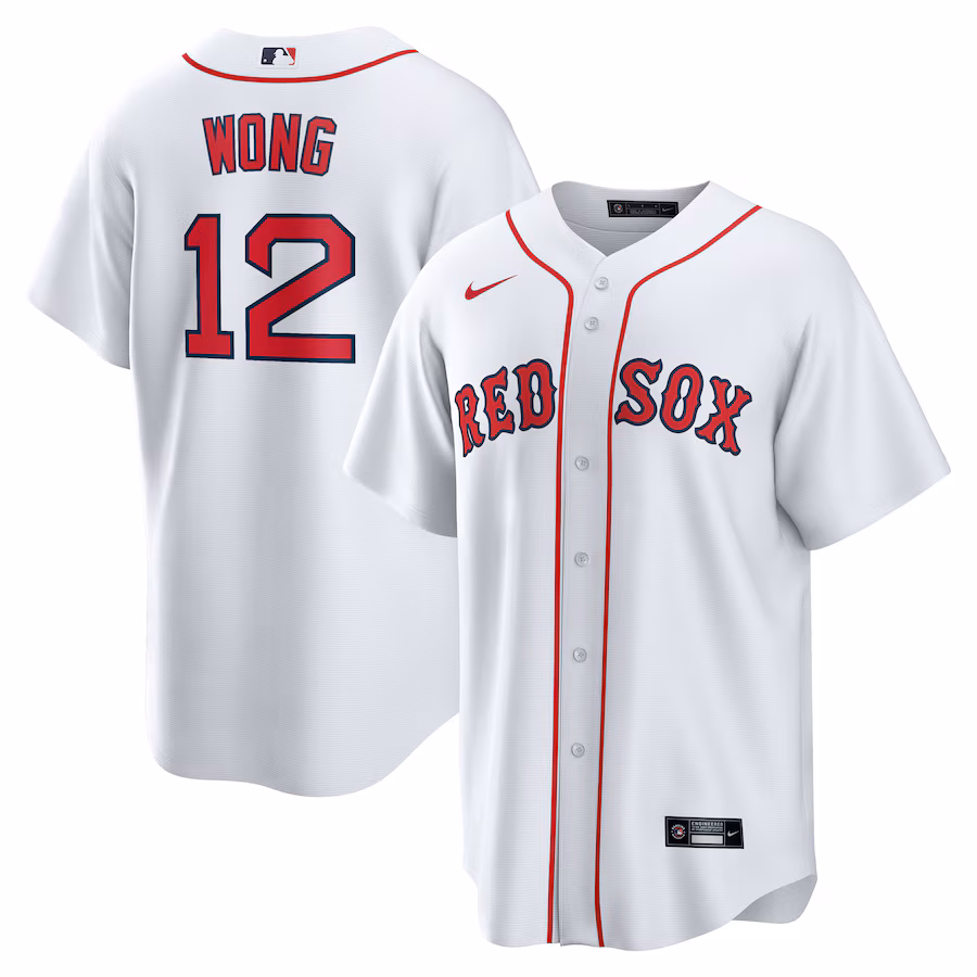 Men's Boston Red Sox Connor Wong Nike White Home Replica Jersey