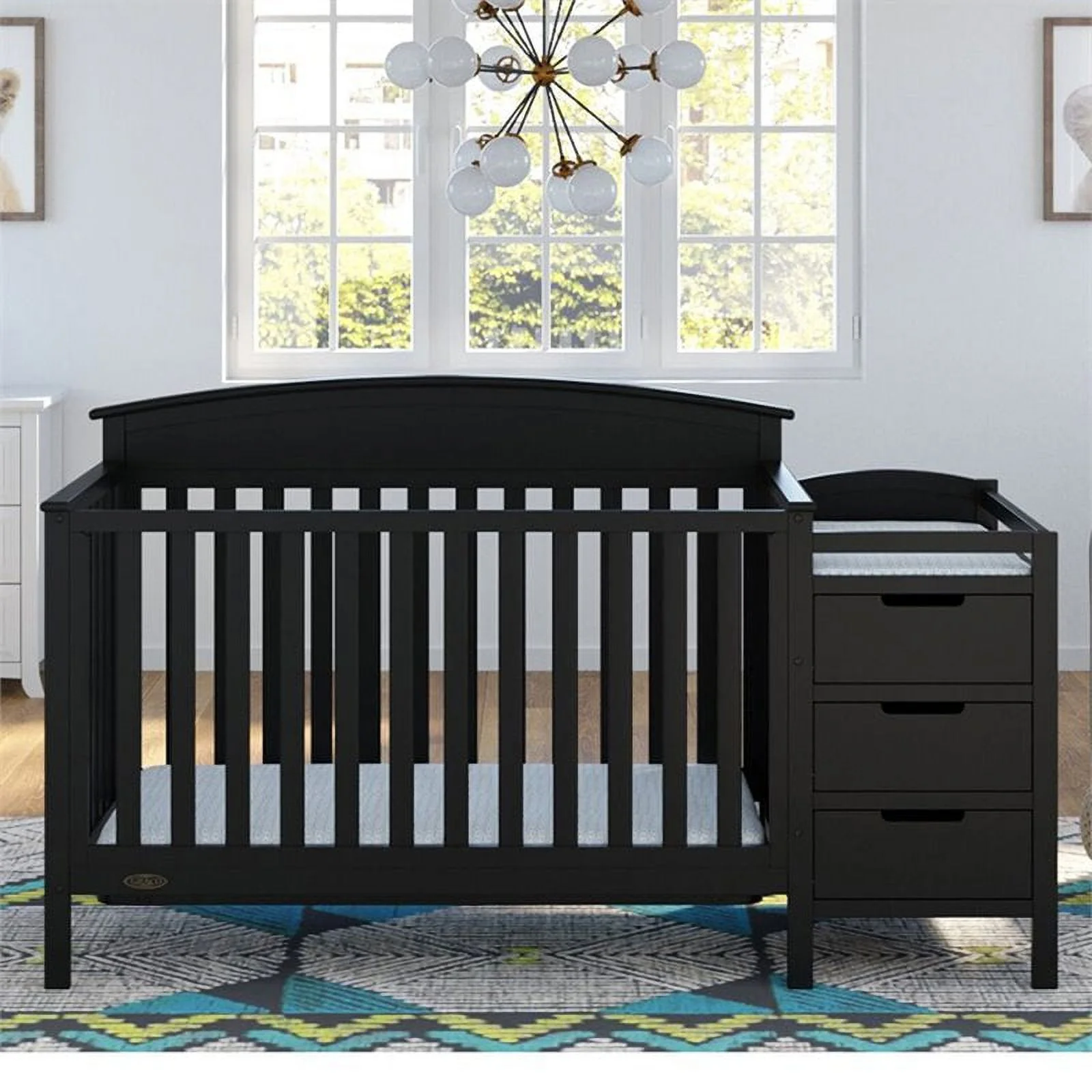 Graco Benton 4-in-1 Convertible Baby Crib and Changer, Black - Curated Treasures Market