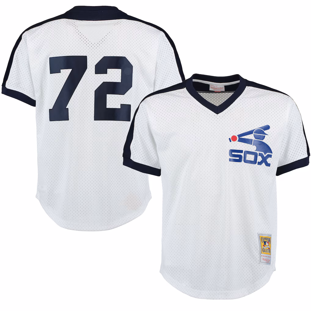 Men's Chicago White Sox Carlton Fisk Mitchell & Ness White Authentic Batting Practice Jersey