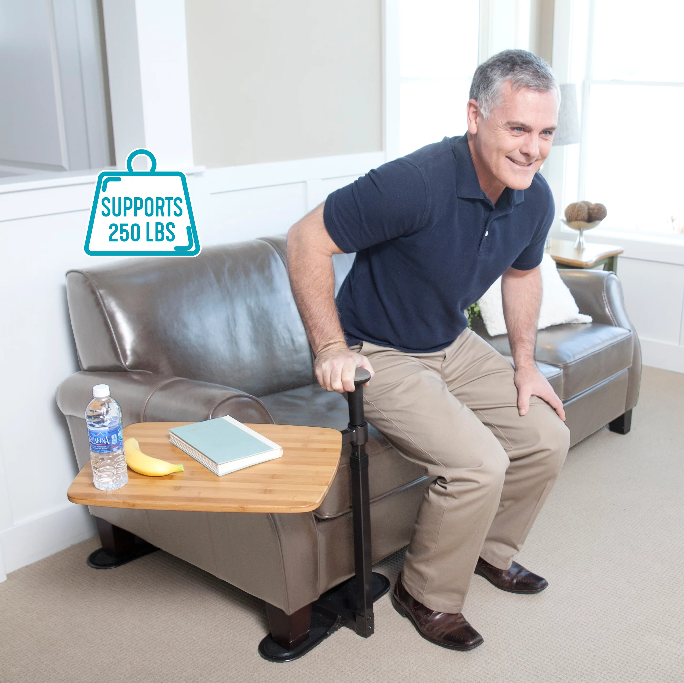 Stander Omni Tray. Adjustable Swivel TV Table with Stand Assist Handle