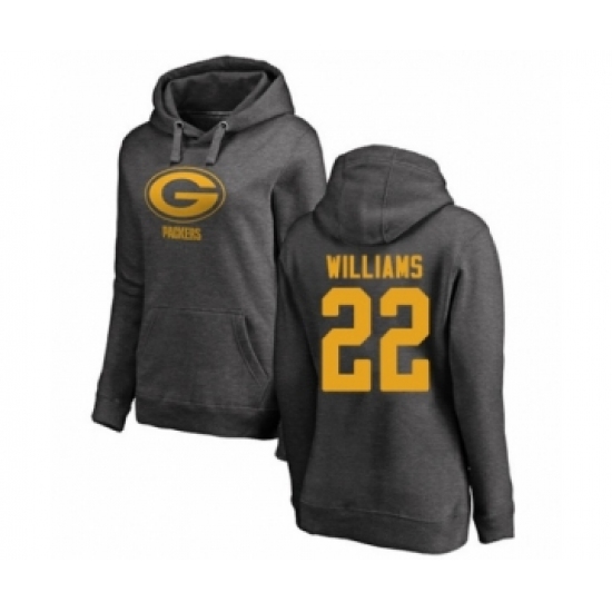 Football Women's Green Bay Packers #22 Dexter Williams Ash One Color Pullover Hoodie