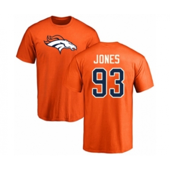 Football Denver Broncos #93 Dre'Mont Jones Orange Name & Number Logo T-Shirt