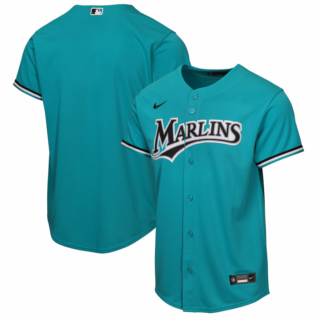 Youth Miami Marlins Nike Teal Alternate Replica Jersey