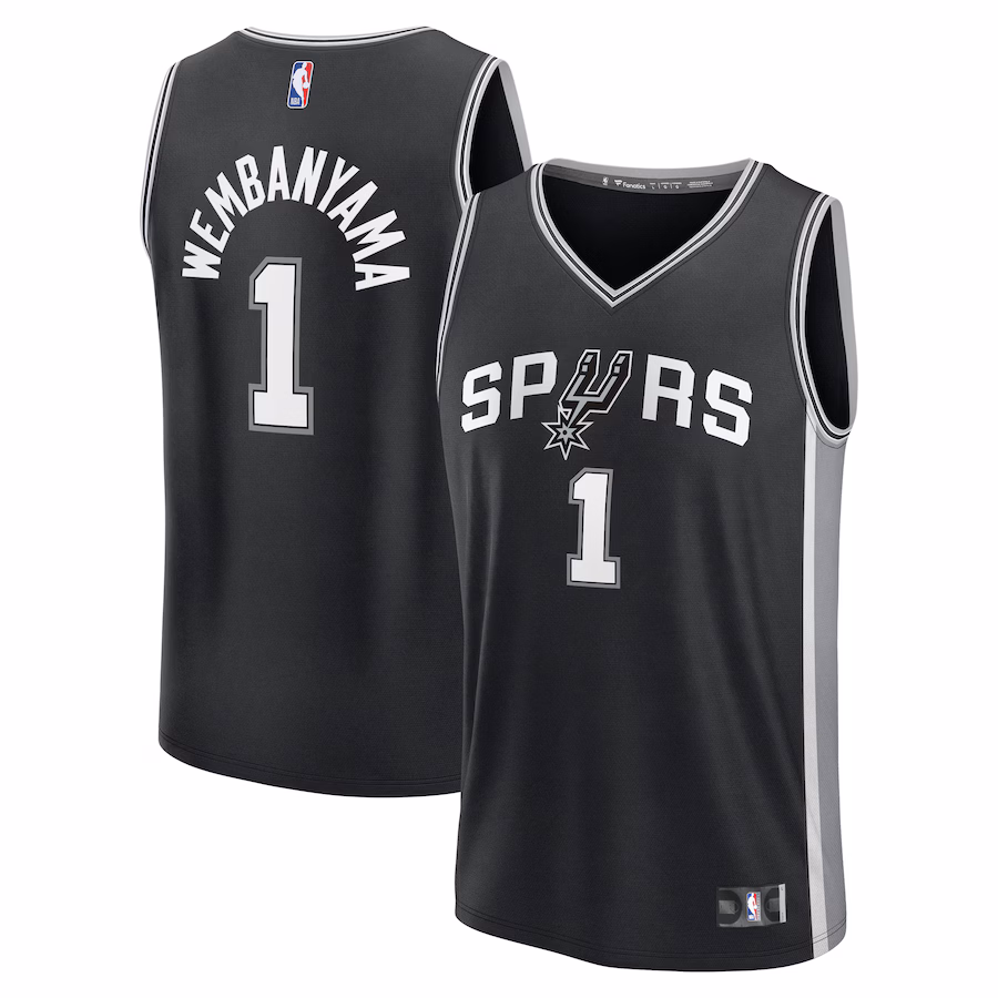 Youth San Antonio Spurs Victor Wembanyama Fanatics Black Fast Break Replica Player Jersey - Icon Edition
