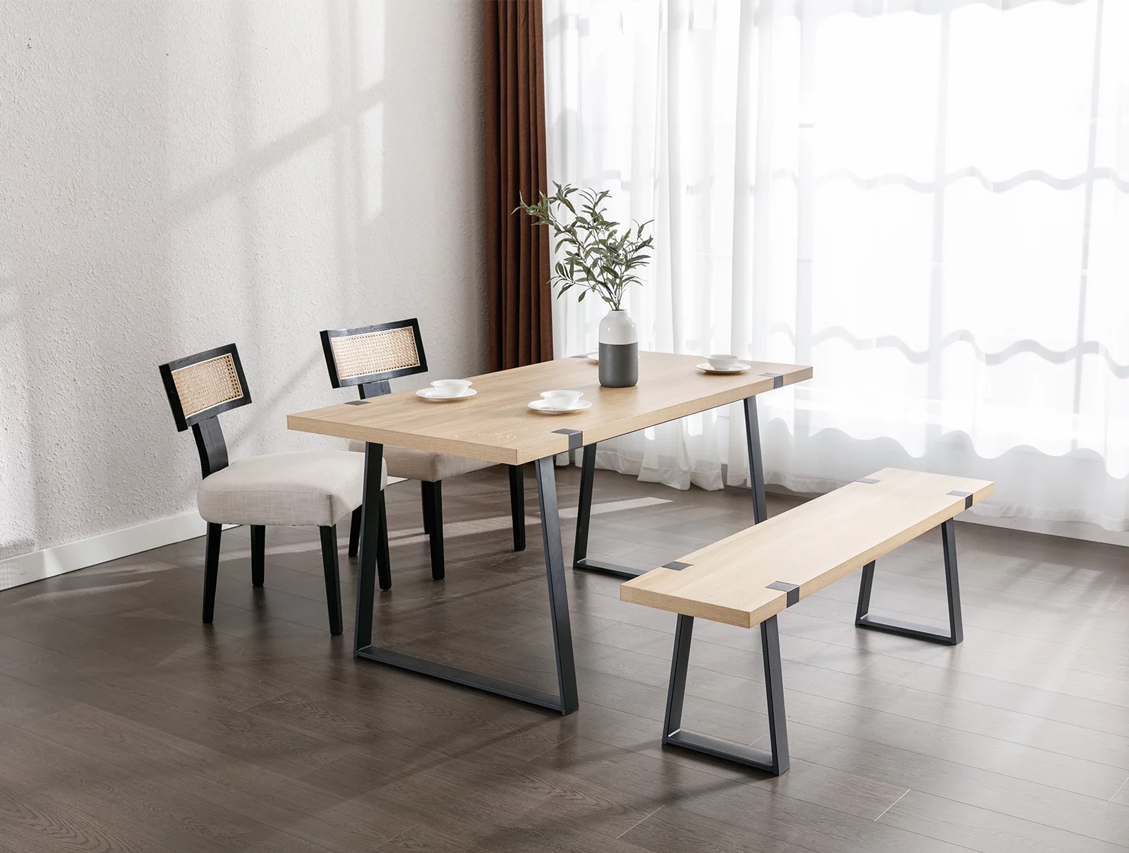 Guyou Mid-Century Modern Solid Wood Dining Table, 63 Inch Farmhouse Square Dining Table for Dining Room Living Room Kitchen, Light Oak - Curated Treasures Market