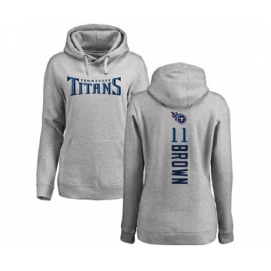 Football Women's Tennessee Titans #11 A.J. Brown Ash Backer Pullover Hoodie