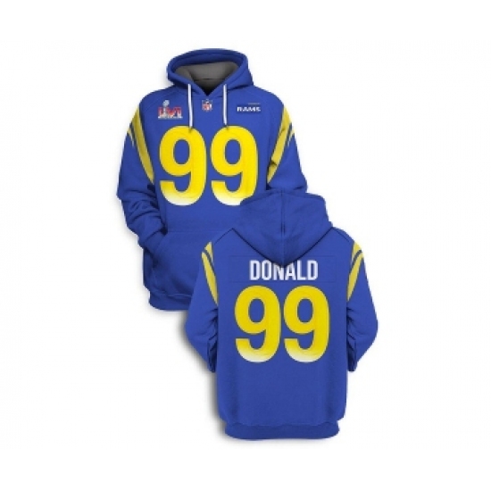 Men's Los Angeles Rams #99 Aaron Donald 2022 Royal Super Bowl LVI Pullover Hoodie