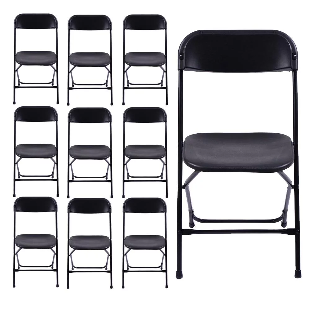 UBesGoo 10 Pack Plastic Folding Chairs Wedding Banquet Seat Party Event Chair for Concert, Music Festival, Holiday, Plastic Dining Chair, Black - Curated Treasures Market