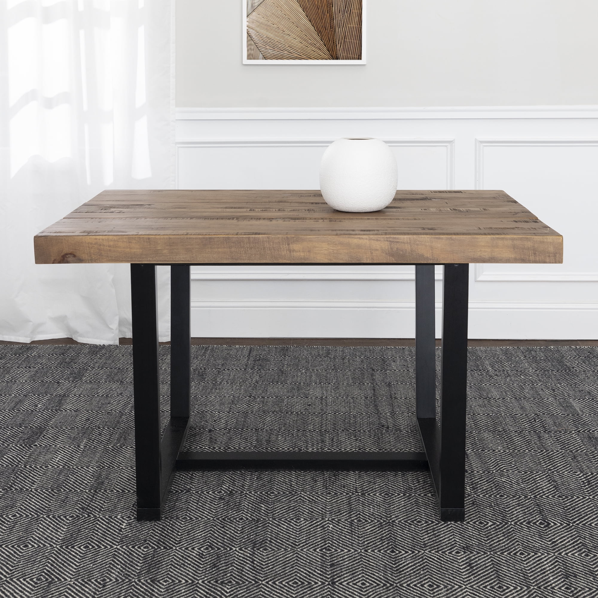 Walker Edison Rustic Distressed Solid Wood Dining Table, Rustic Oak - Curated Treasures Market