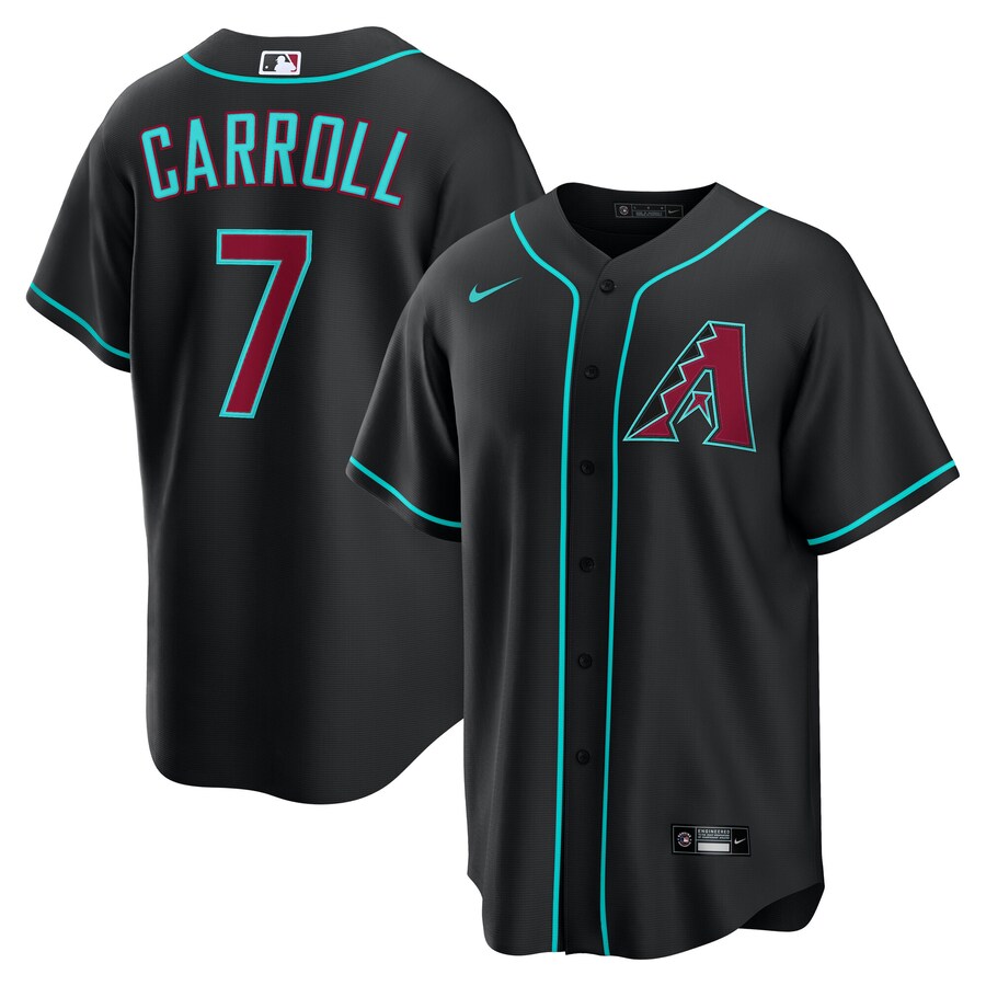 Men's Arizona Diamondbacks Corbin Carroll Nike Black Alternate Replica Jersey