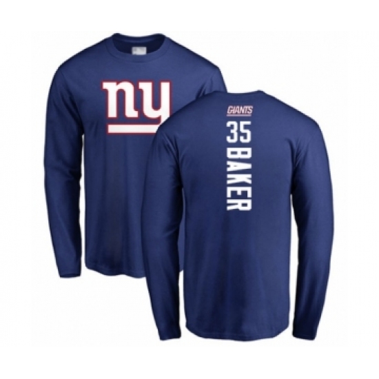 Football New York Giants #35 Deandre Baker Royal Blue Backer Long Sleeve T-Shirt
