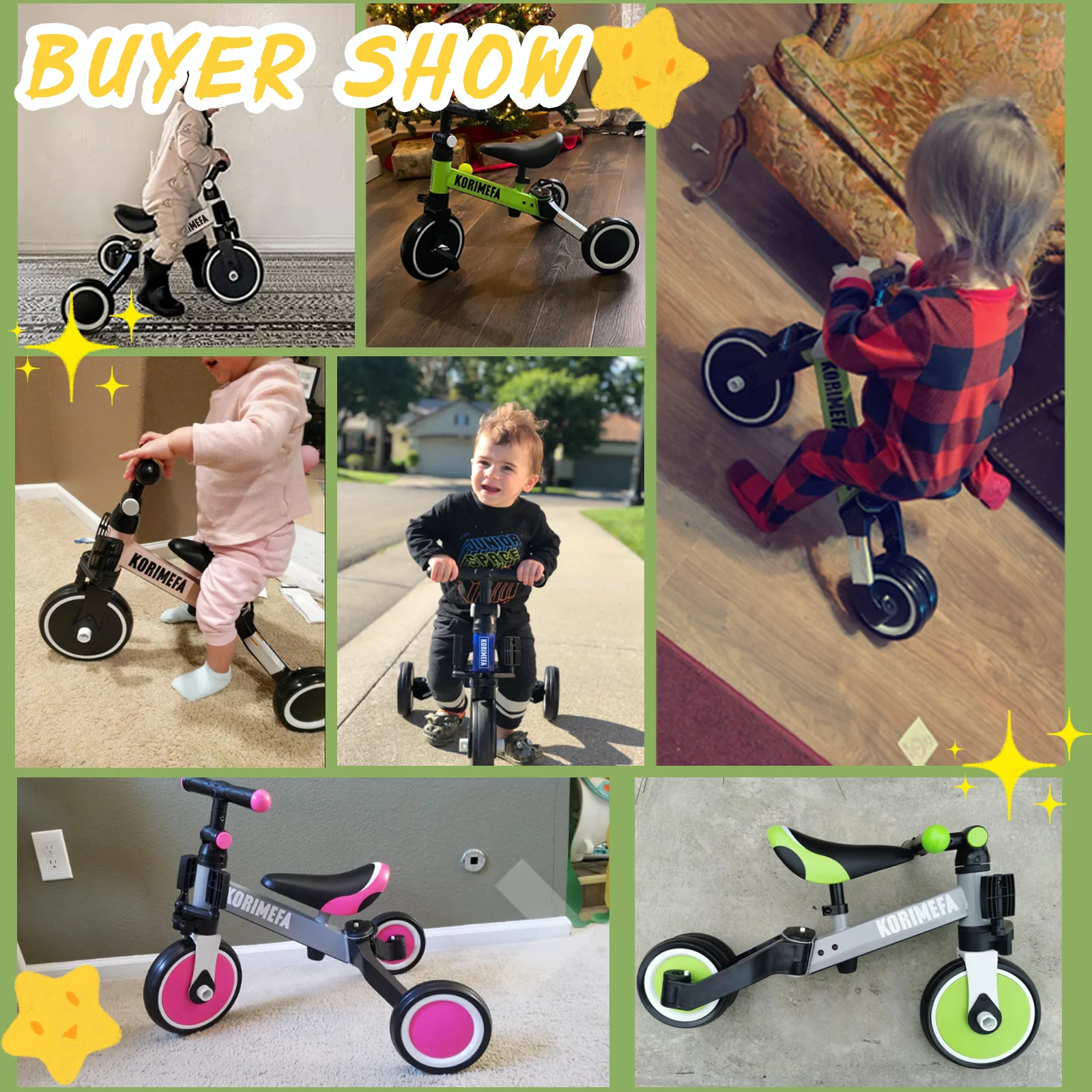 KORIMEFA 3 in 1 Kids Tricycle for 1-4 year olds, Toddler Bike Kids Trike for Balance Training, Baby Bike for Boy Girl