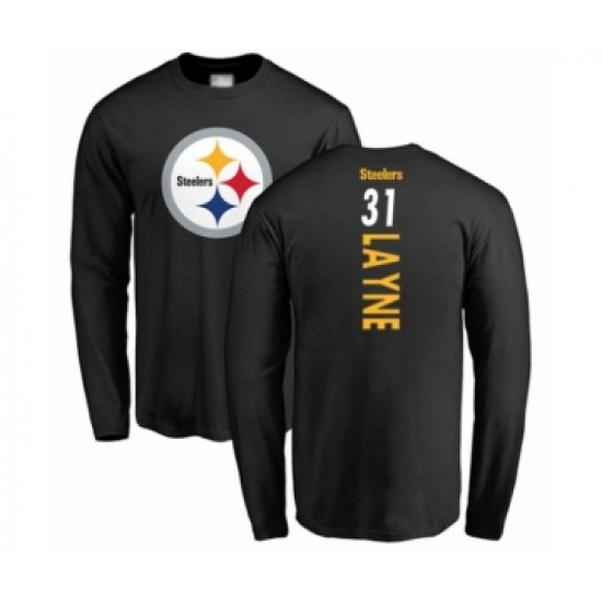 Pittsburgh Steelers #31 Justin Layne Black Backer Long Sleeve T-Shirt