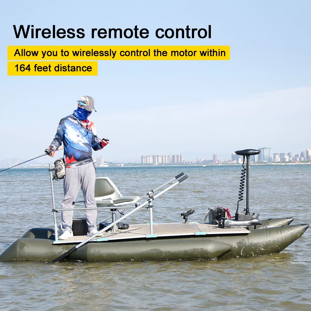 AQUOS Haswing CaymanB 24V 80LBS 54inch Bow Mount Trolling Motor with Wireless Remote Control, Quick Release Bracket - Curated Treasures Market
