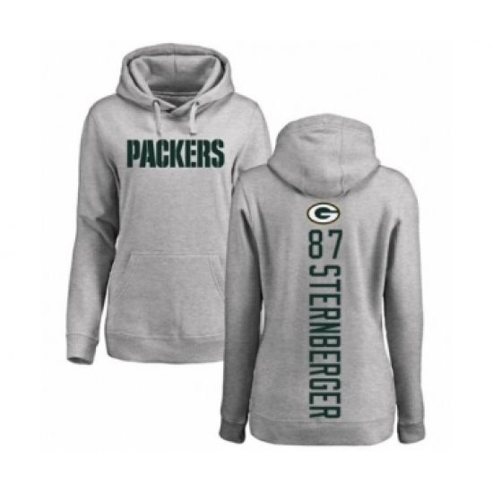 Football Women's Green Bay Packers #87 Jace Sternberger Ash Backer Hoodie