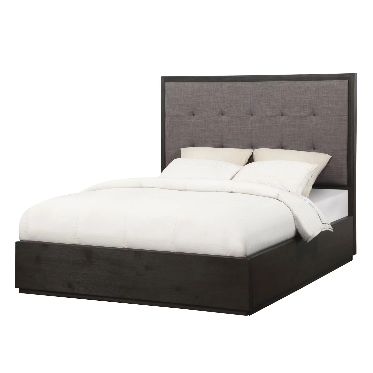 Modus Oxford Tufted Full Storage Panel Bed in Basalt Gray and Dolphin