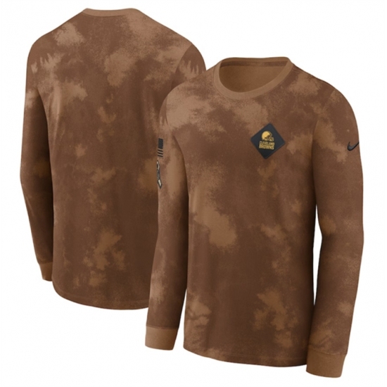 Men's Cleveland Browns Brown 2023 Salute To Service Long Sleeve T Shirt